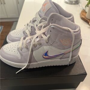 Nike Kids White and Lavender Jordan Sneakers